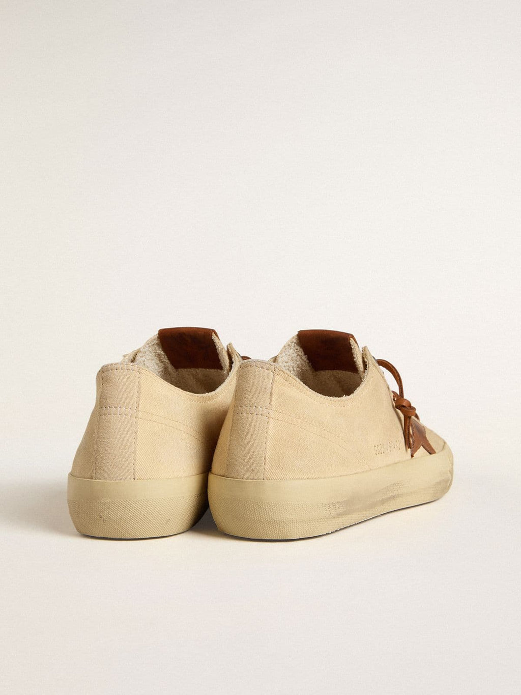 Men's V-Star in cream canvas with tobacco leather star