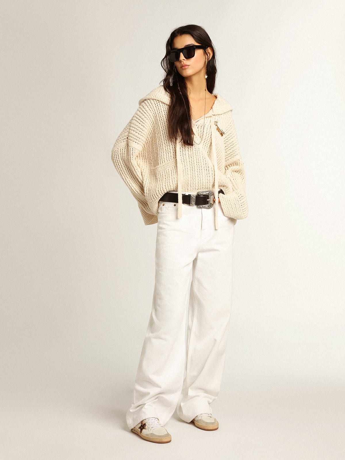 Sneaker Ball Star con stella in cavallino leopardato e talloncino in pelle nera