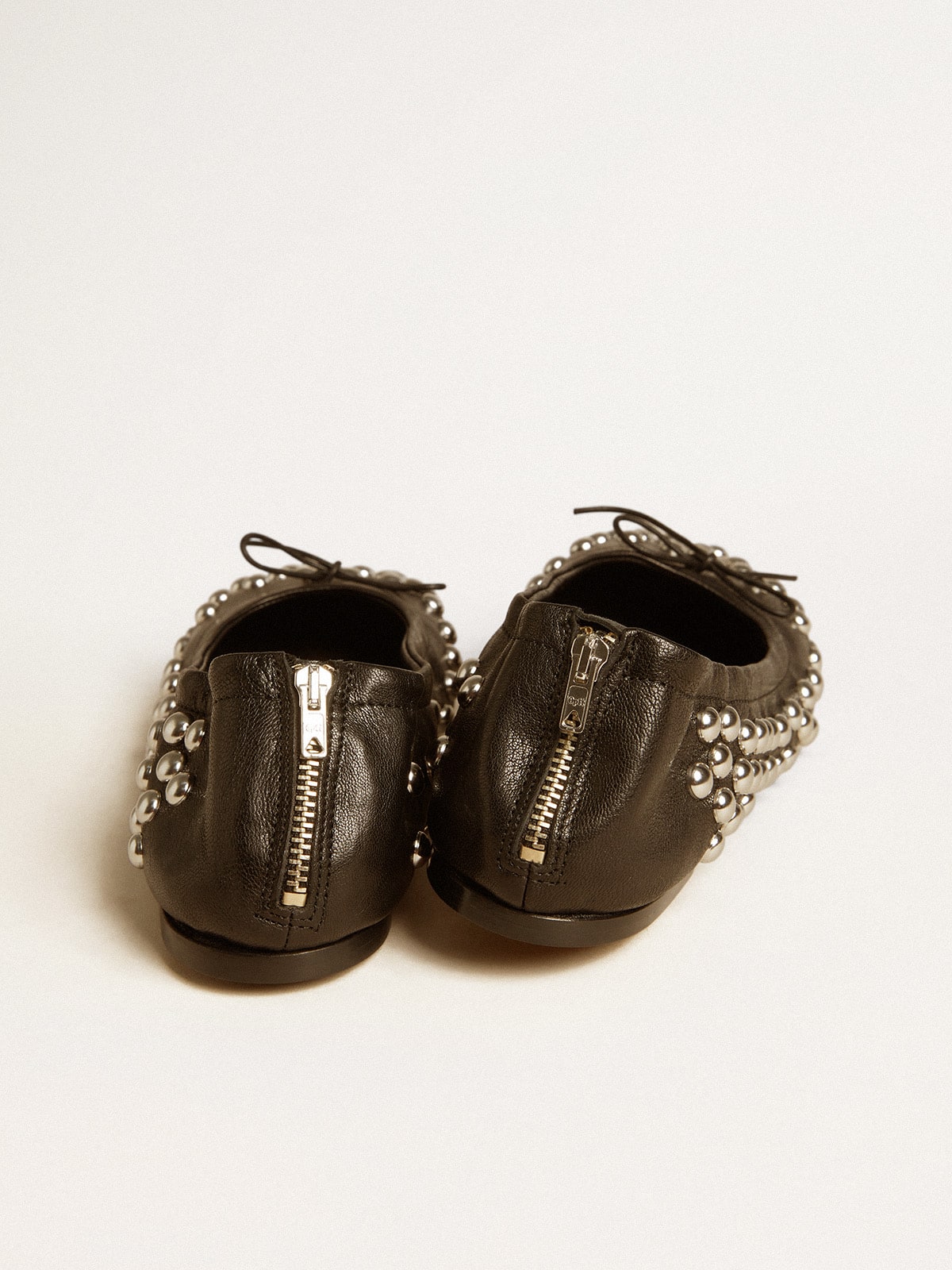 Amy ballet flats in black nappa leather with silver colored studs