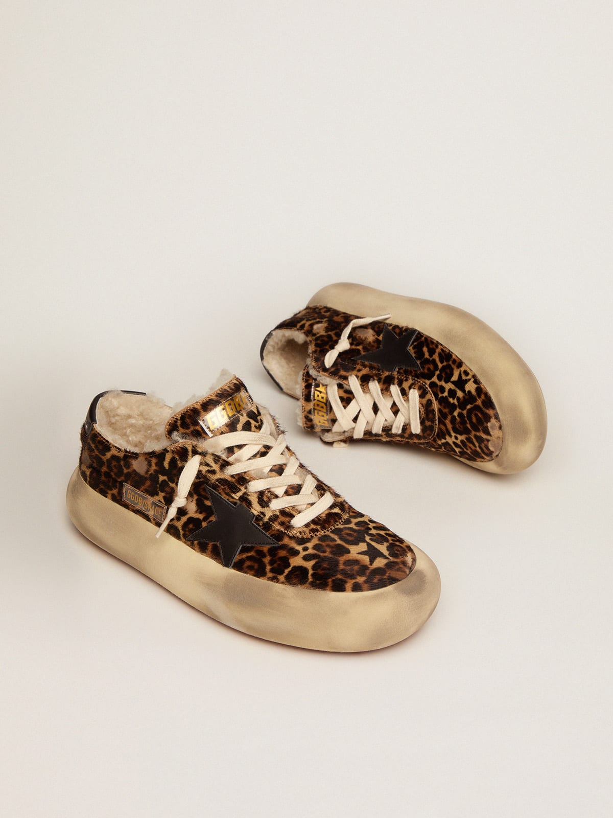 Scarpe Space-Star Uomo in cavallino animalier e fodera in shearling