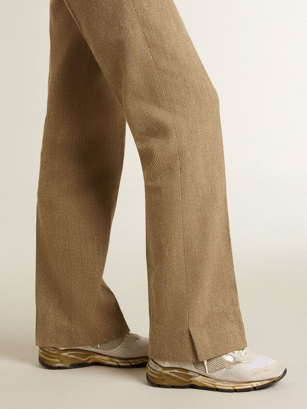 Women's Dad-Star in mesh and white suede with gold foiled star