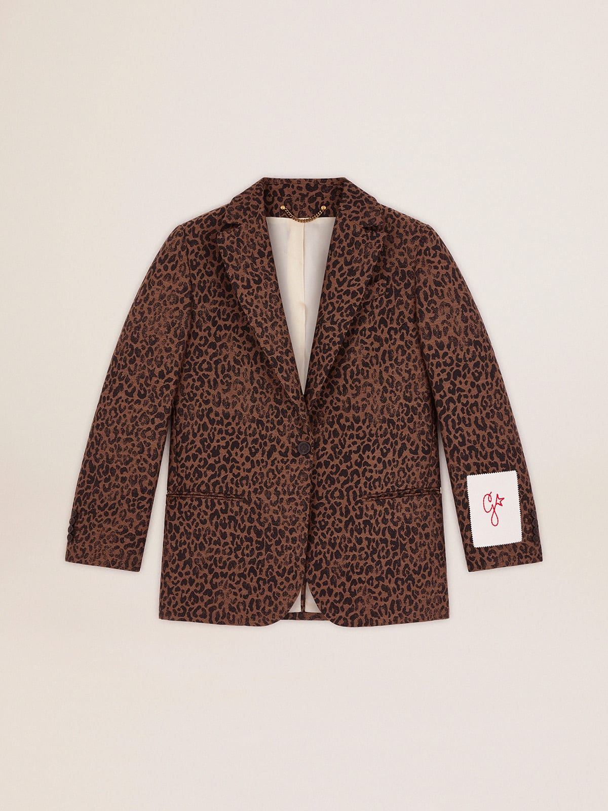 Blazer monopetto Tom Boy Collezione Golden in lana con motivo animalier jacquard