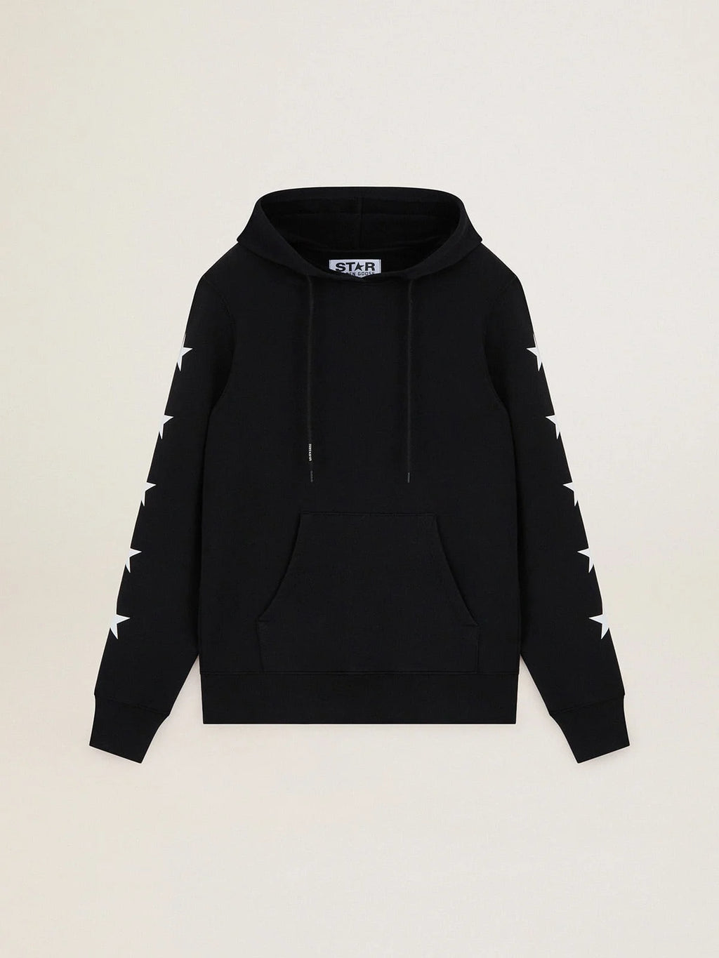 Felpa con cappuccio Alighiero Collezione Star di colore nero con stelle bianche a contrasto