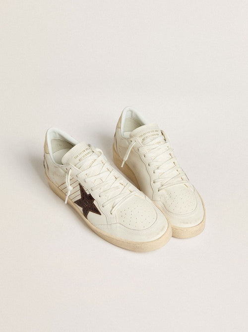Ball Star with burgundy croc-print leather star and gold heel tab