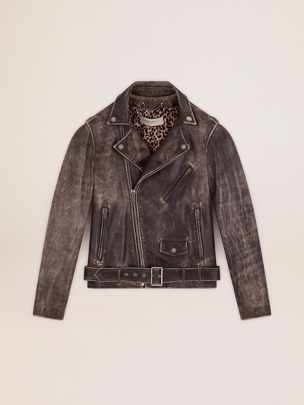 Chiodo da uomo in pelle dal trattamento distressed