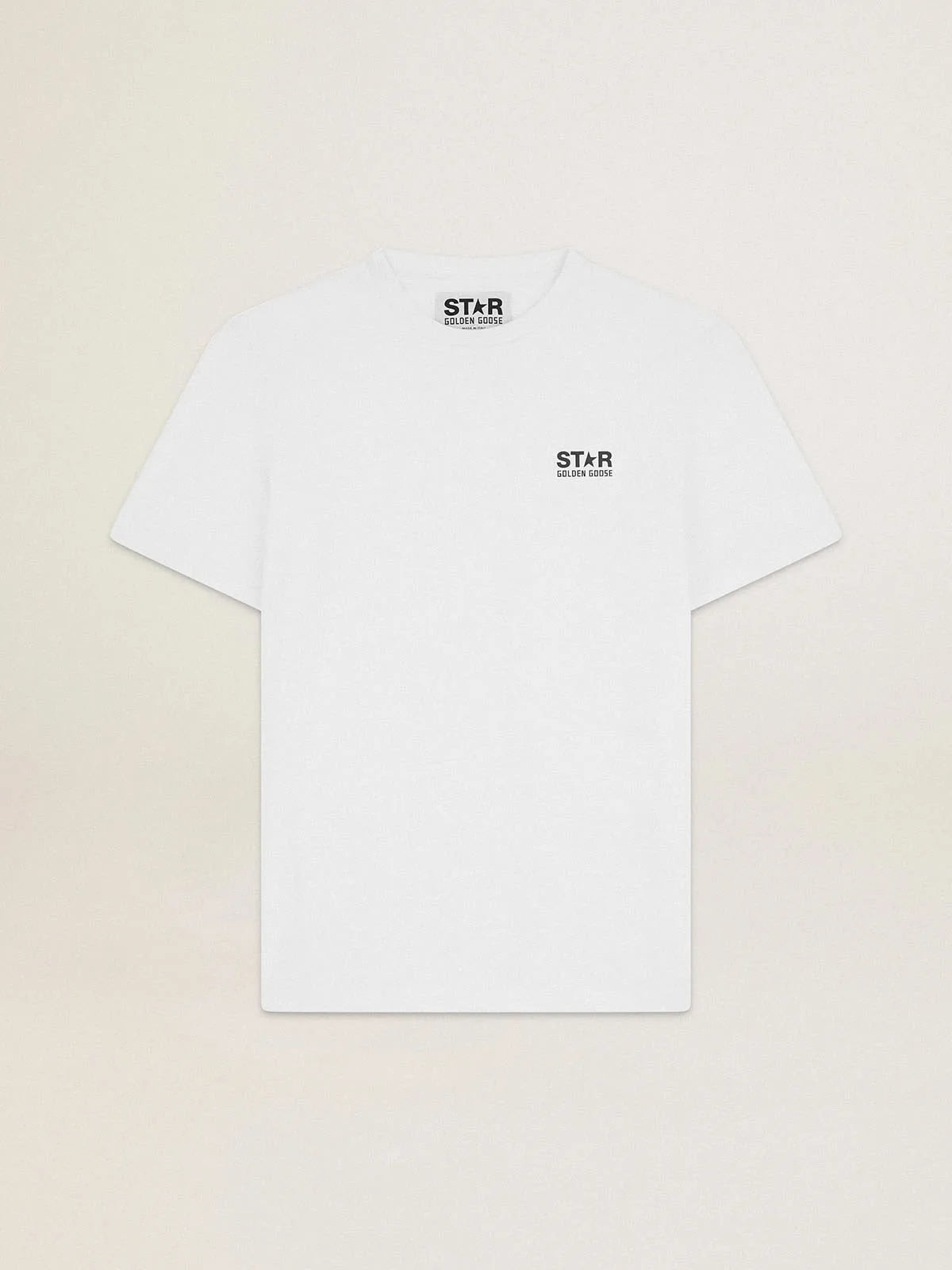 T-shirt bianca Collezione Star con logo e stella neri a contrasto