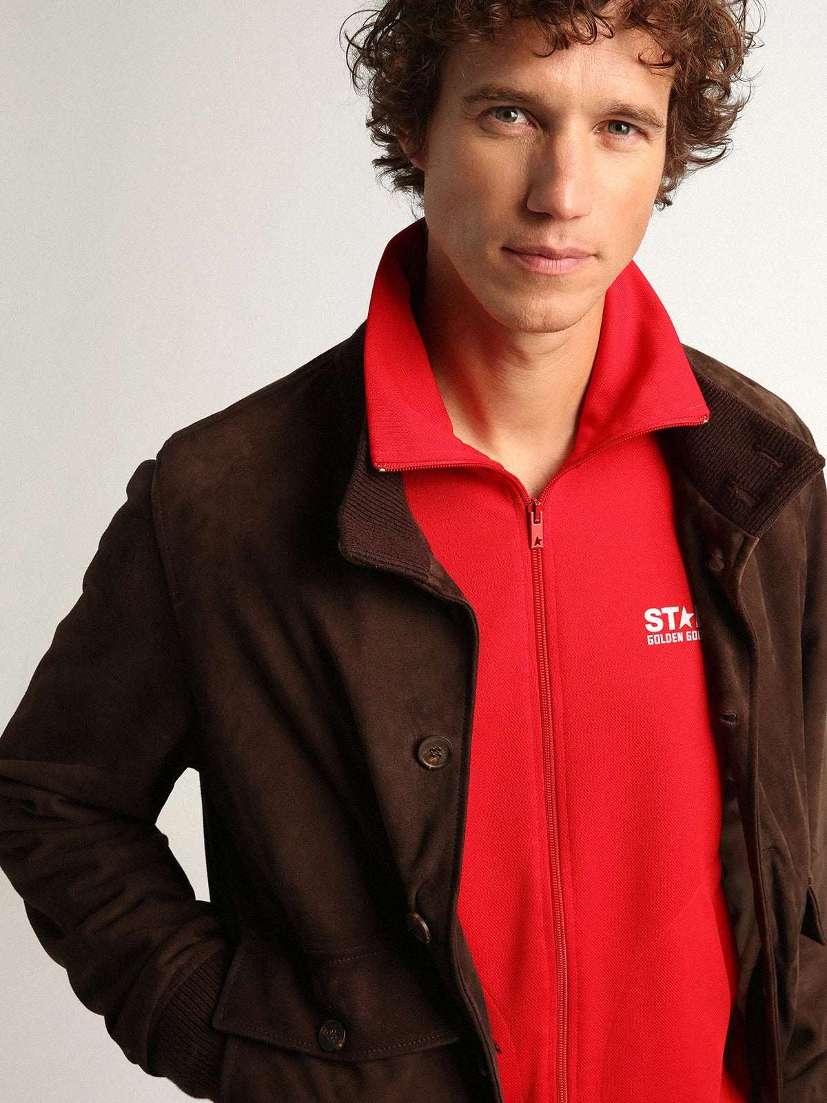 Giacca valstar Collezione Golden in suede di colore marrone scuro