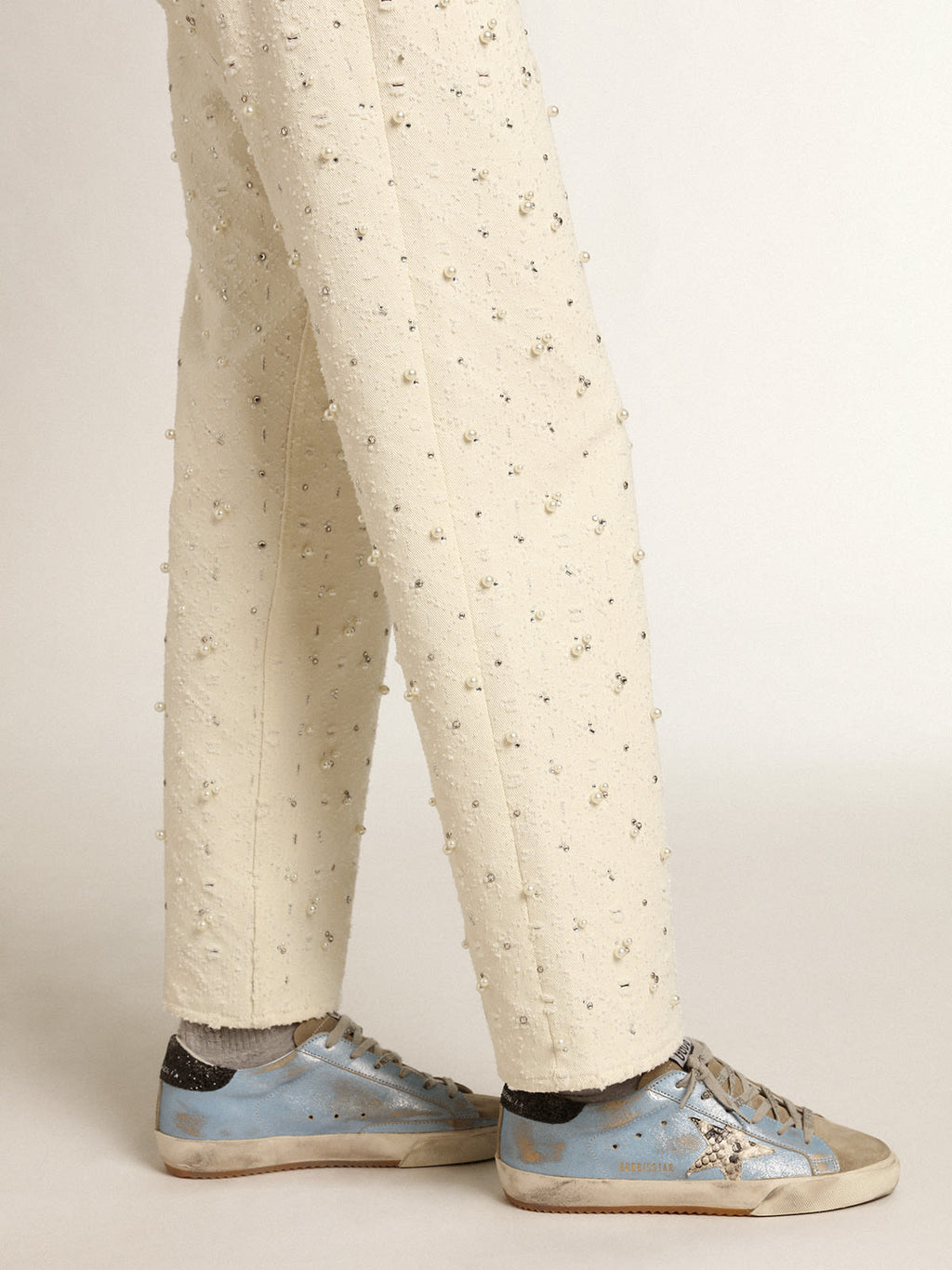 Super-Star azzurra con stella grigia e talloncino in glitter