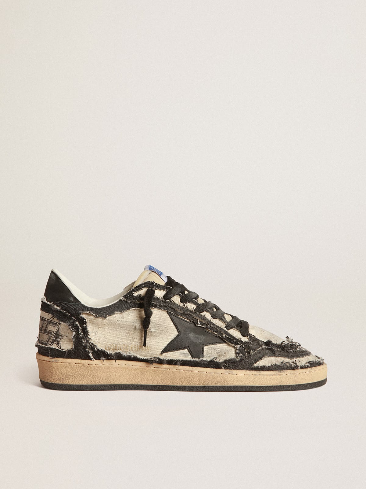 Ball Star LAB uomo in canvas bianco e denim blu con stella in pelle nera