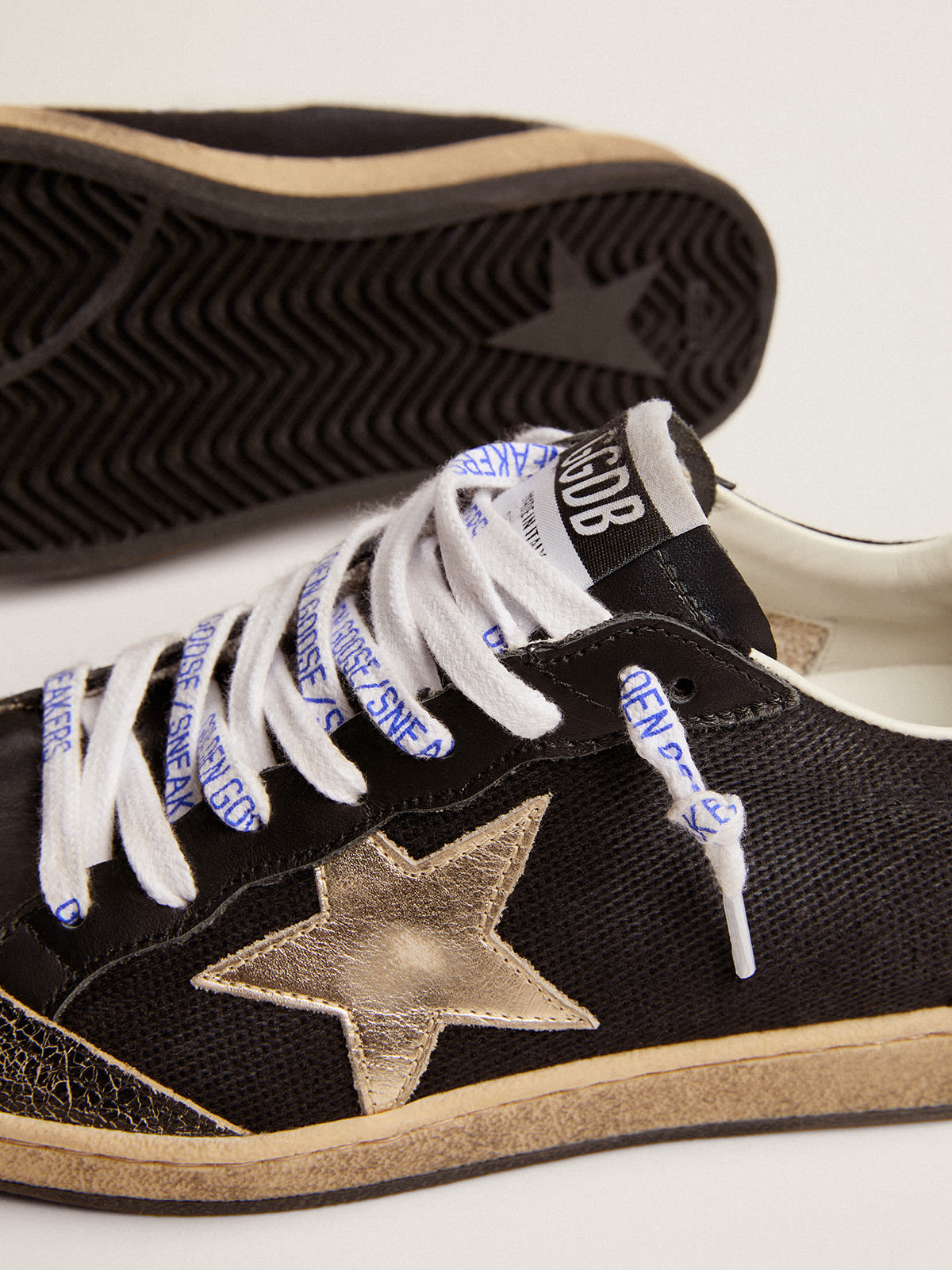 Ball Star in canvas nero con stella color platino