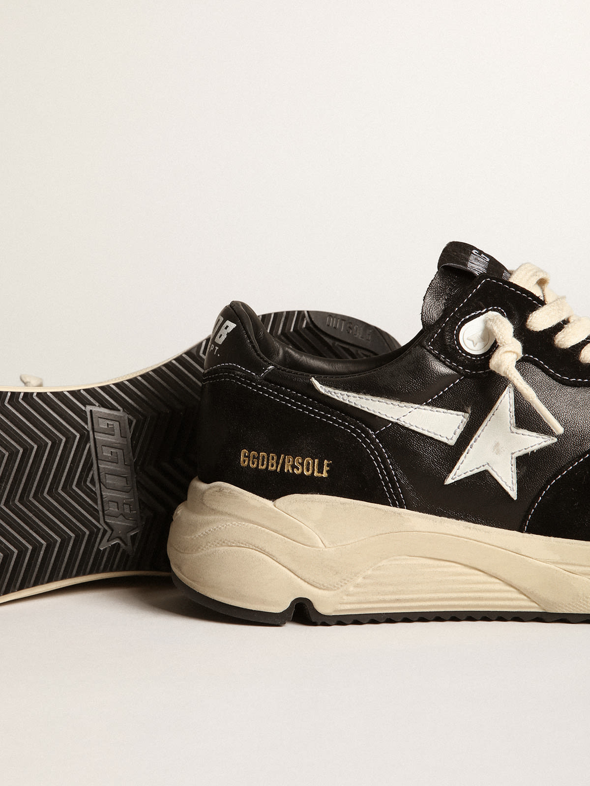Running Sole Uomo in nappa e suede neri con stella bianca