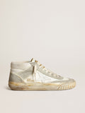 Sneaker Mid Star Uomo con inserti in suede color grigio ghiaccio e stella in pelle bianca