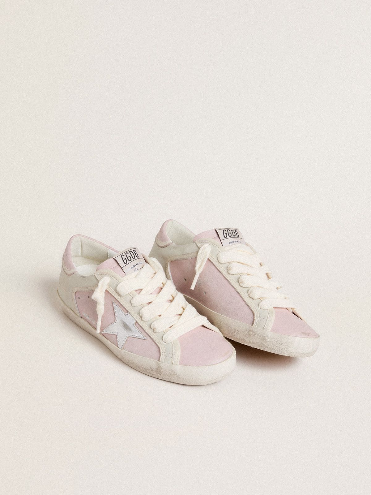 Super-Star LTD in pink leather with silver foiled leather star and pink leather heel tab