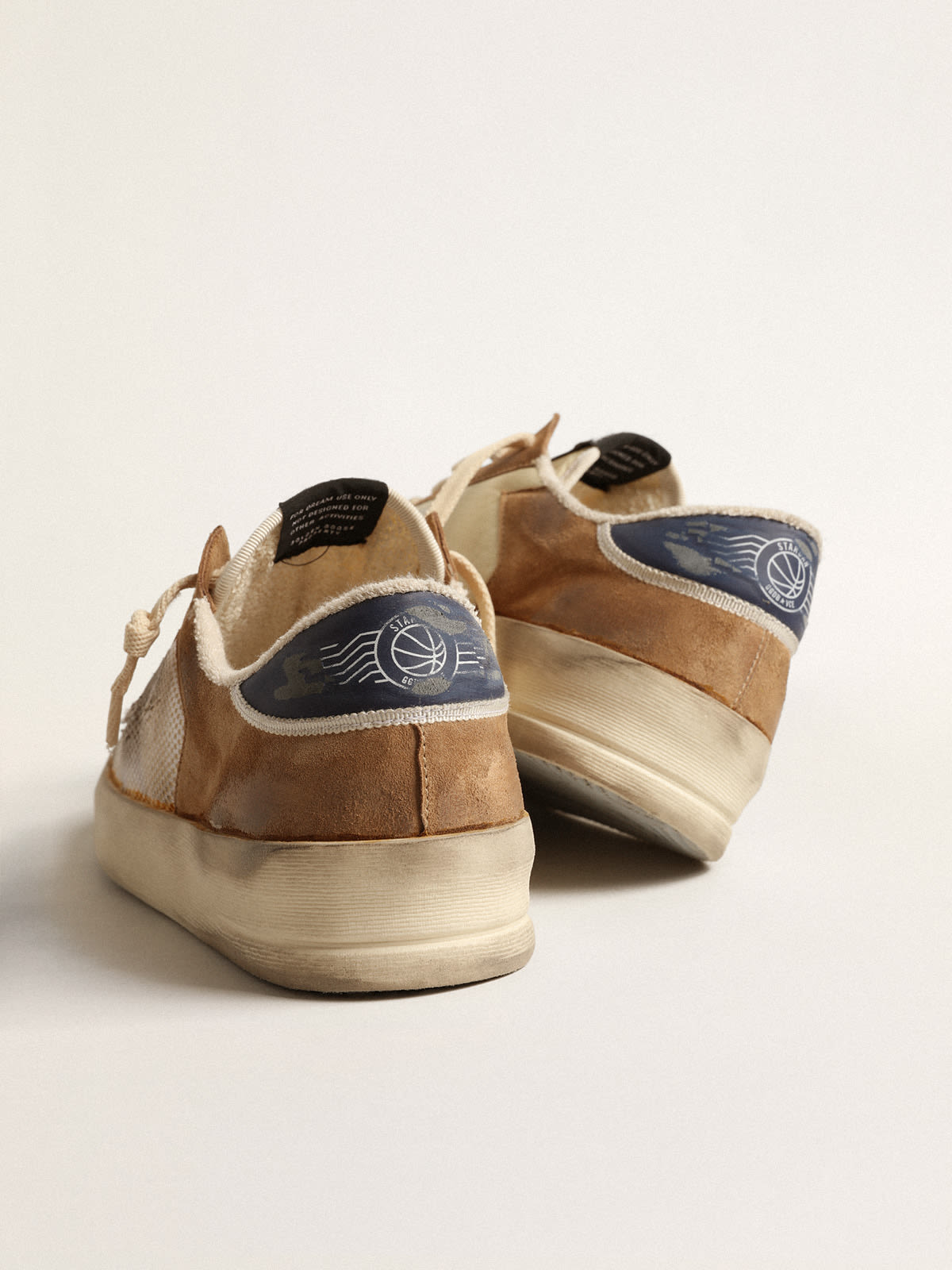 Stardan in nylon e rete beige con inserti in suede tabacco