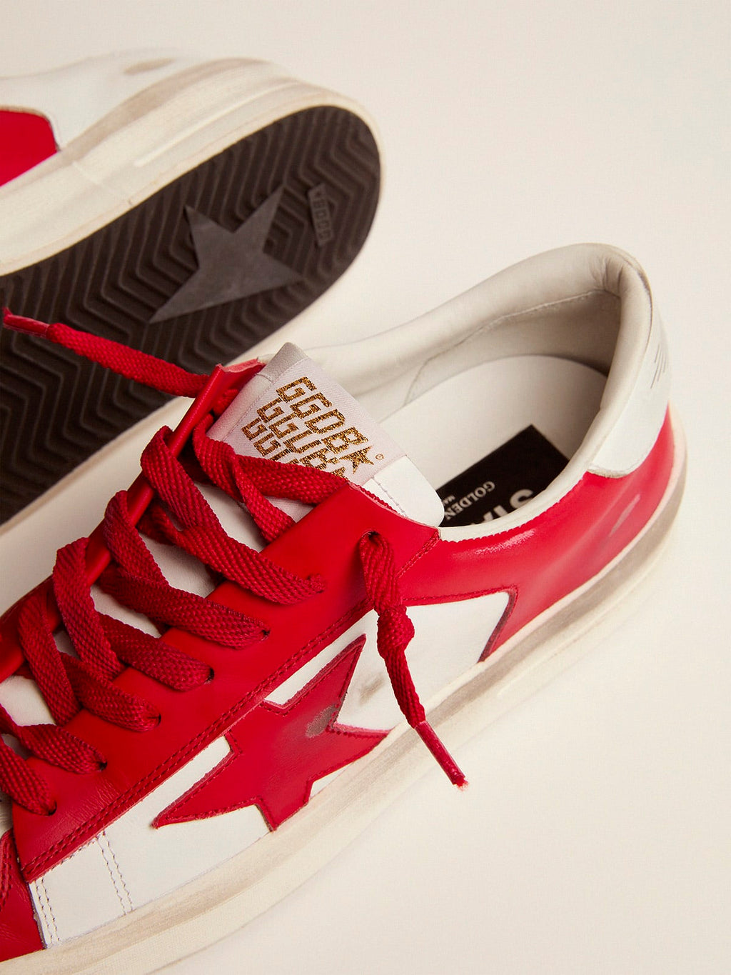 Sneaker Stardan uomo in pelle bianca e rossa