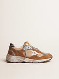 Sneaker Dad-Star in rete e suede color tabacco con stella in pelle bianca e talloncino in pelle nera