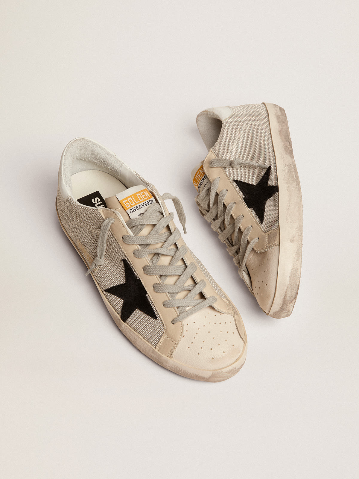 Sneakers Super-Star uomo in pelle con inserto in mesh
