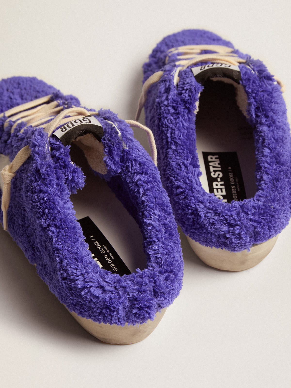 Sabot Super-Star in spugna color royal blue con stella in pelle bianca