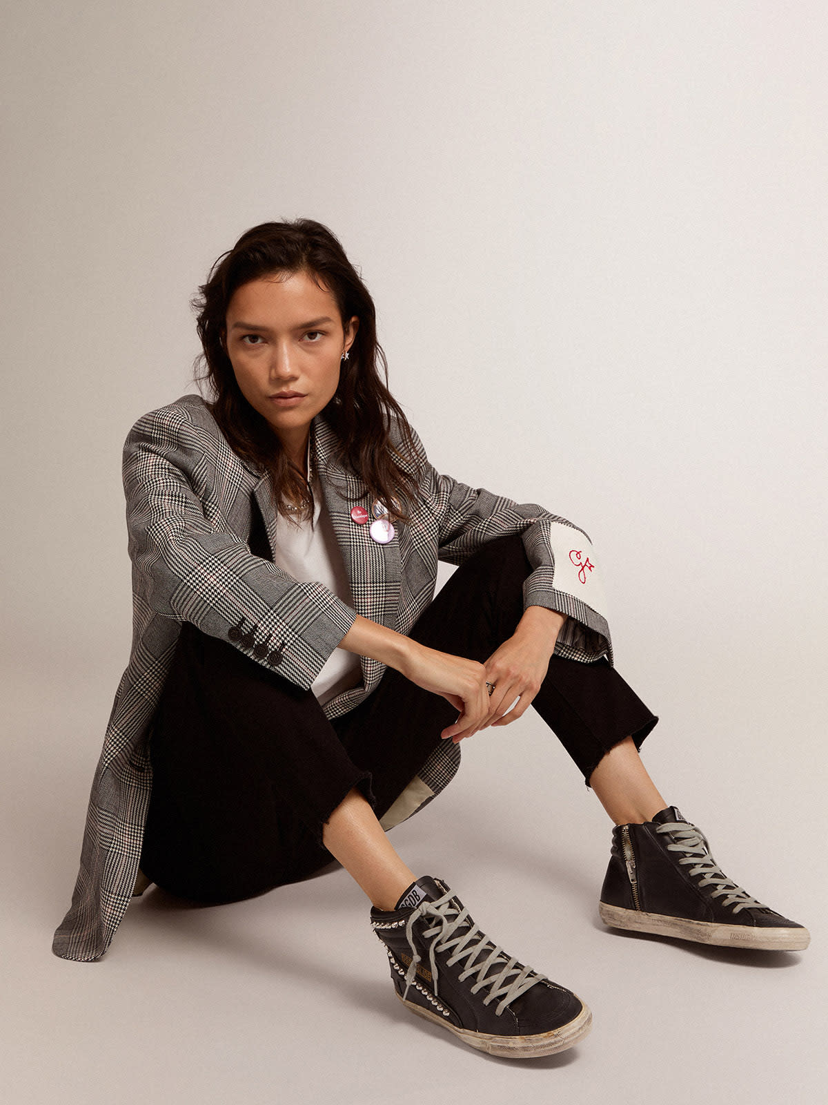 Sneakers Slide donna con borchie applicate