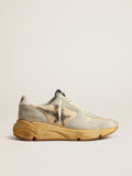Running Sole Donna color ghiaccio con stella in suede con borchie