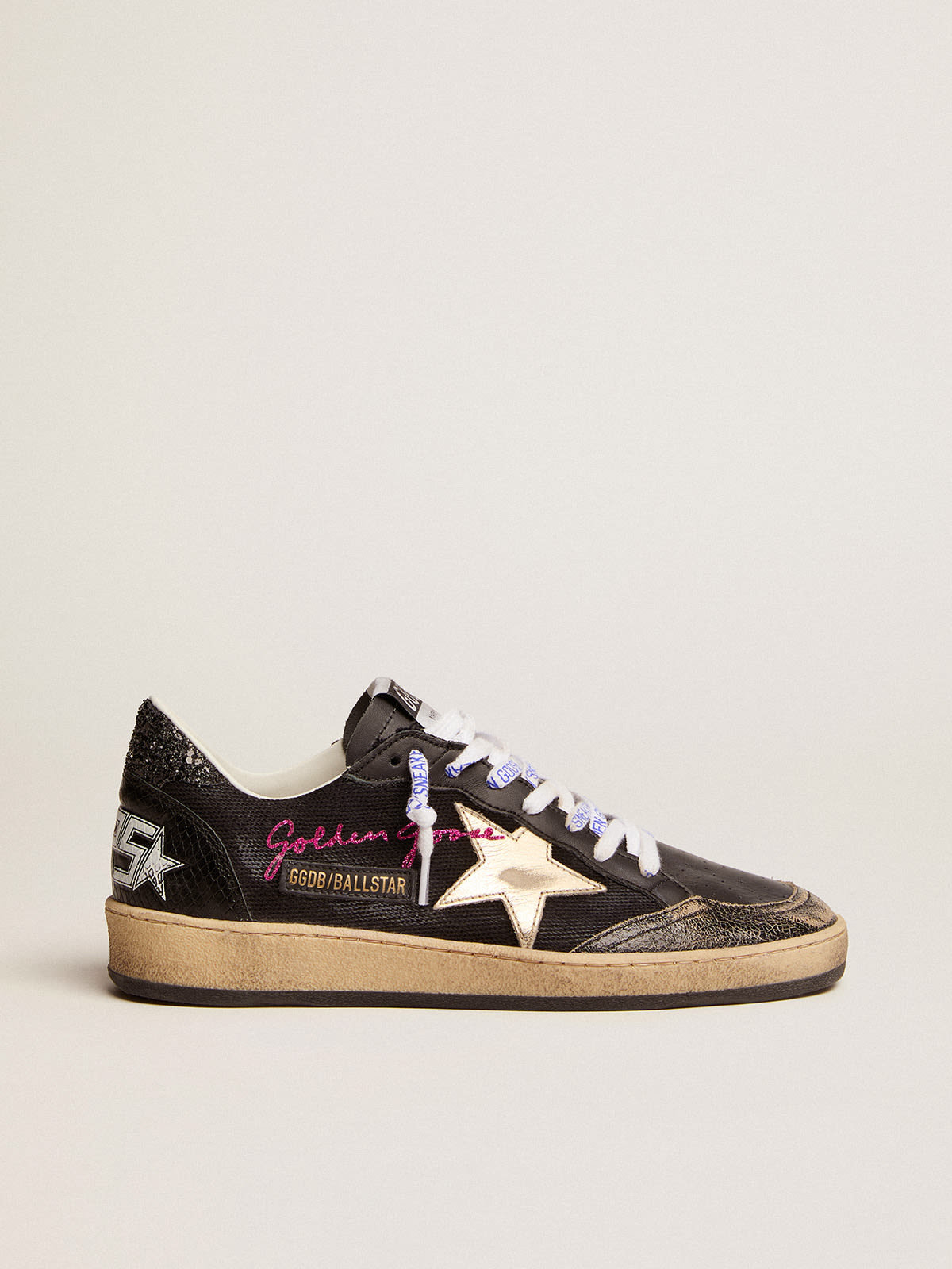 Ball Star in canvas nero con stella color platino