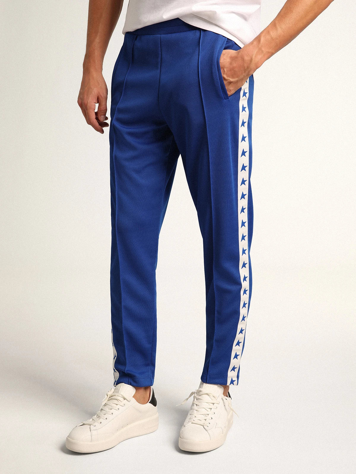 Pantalone jogging da uomo di colore bluette con stelle sui lati