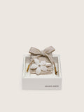 Skins "Vintage" white and beige striped laces with flower-shaped charm