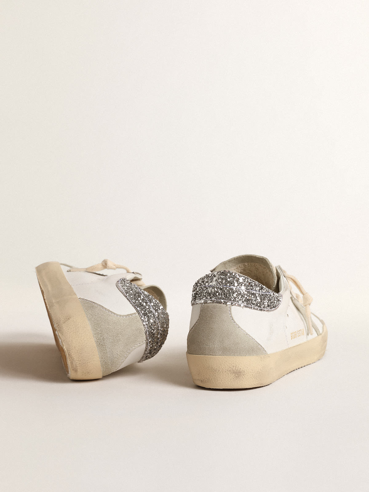 Super-Star con stella grigia e talloncino in glitter argento