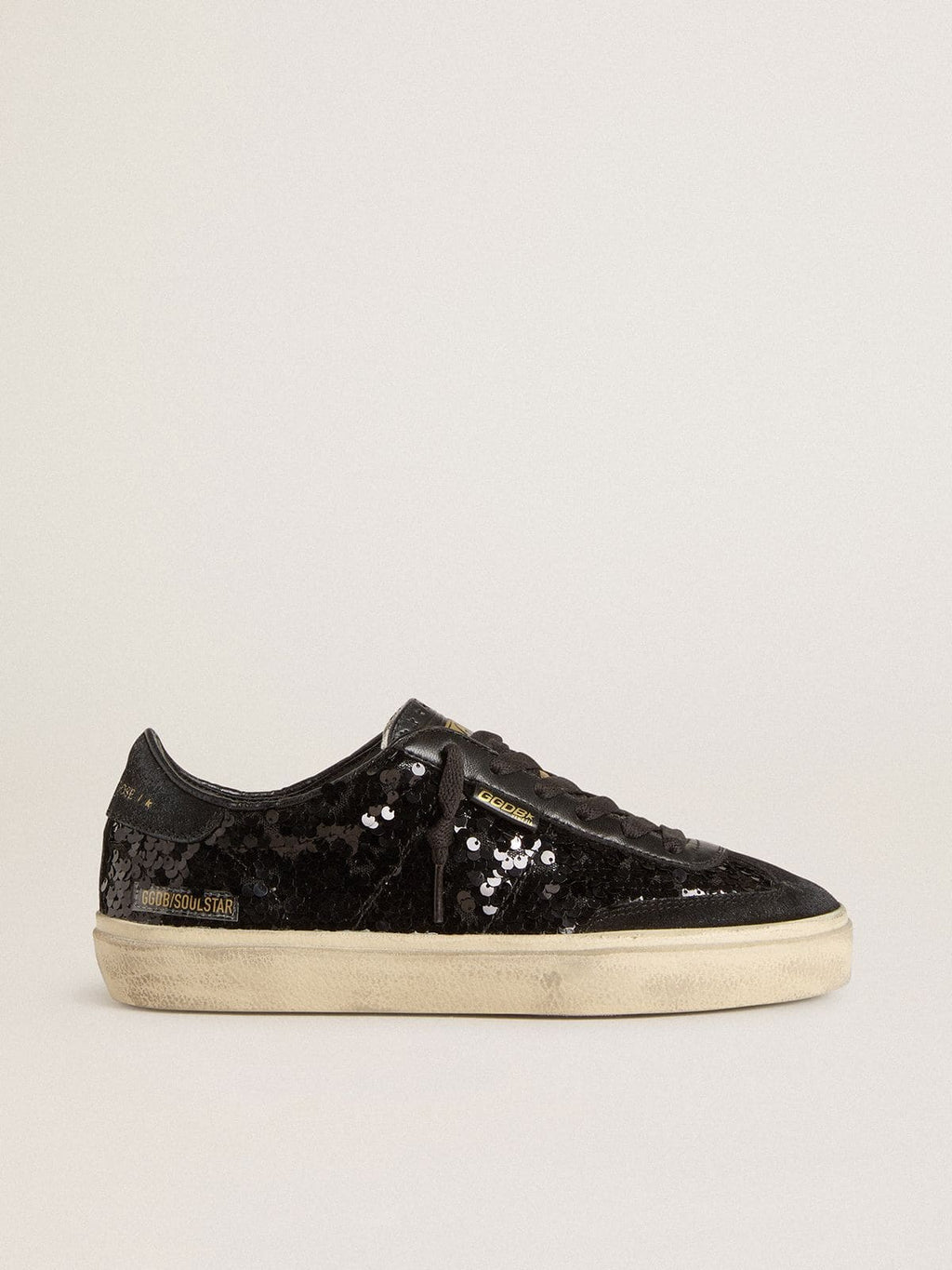 Women's Soul Star in black sequins with black suede heel tab