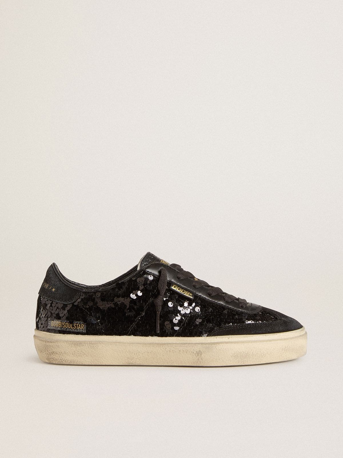 Women's Soul Star in black sequins with black suede heel tab