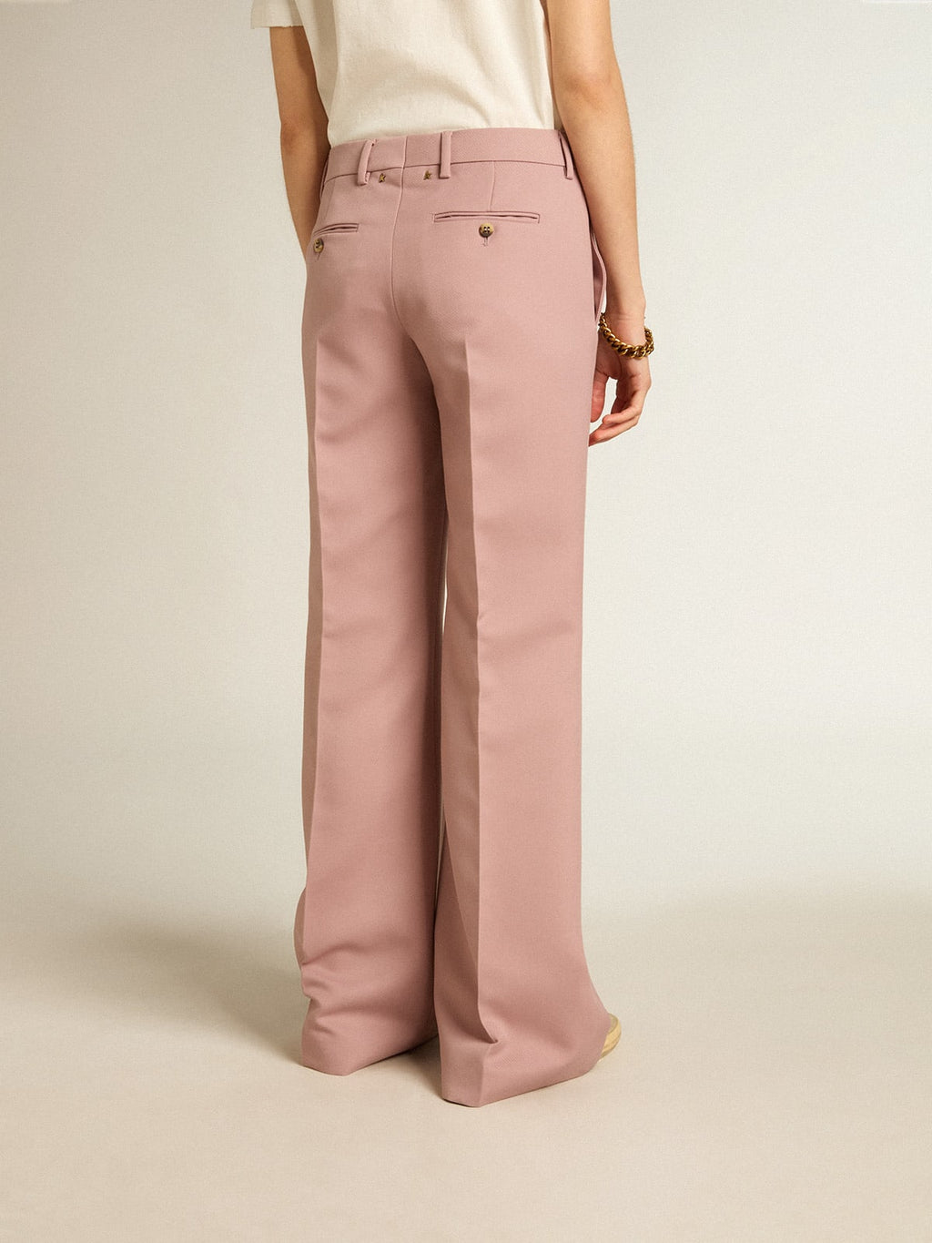 Pantalone in tessuto sartoriale color rosa