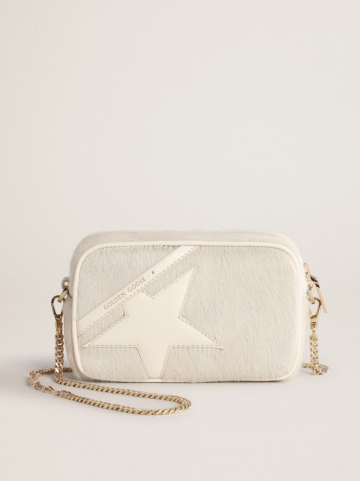 Mini Star Bag in pelle color bianco heritage con stella ton sur ton