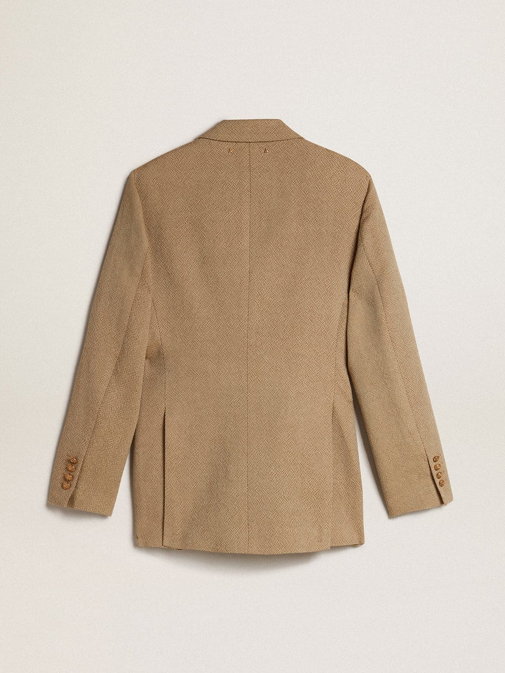 Blazer doppiopetto in lana da donna di color faggio chiaro