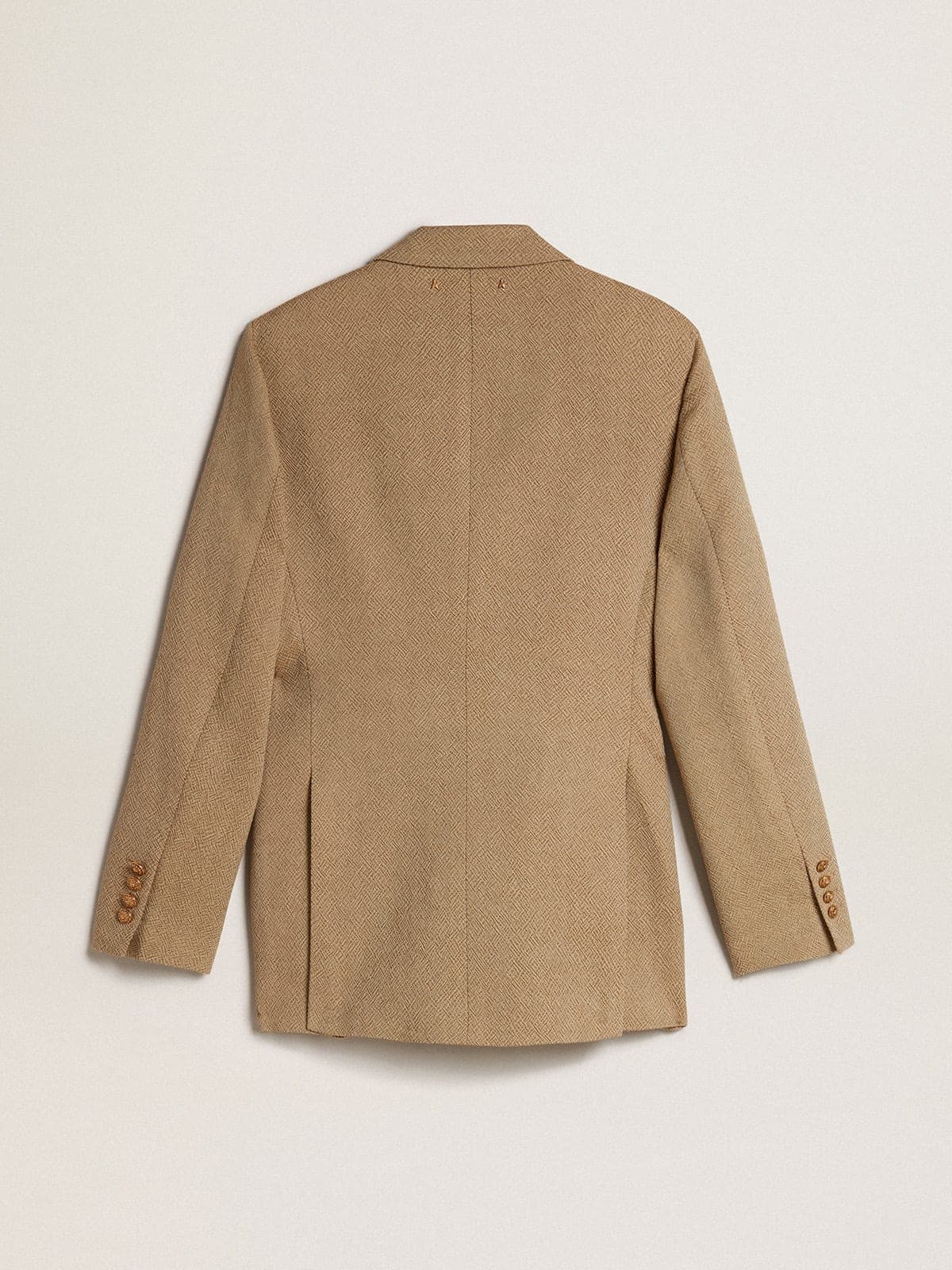 Blazer doppiopetto in lana da donna di color faggio chiaro