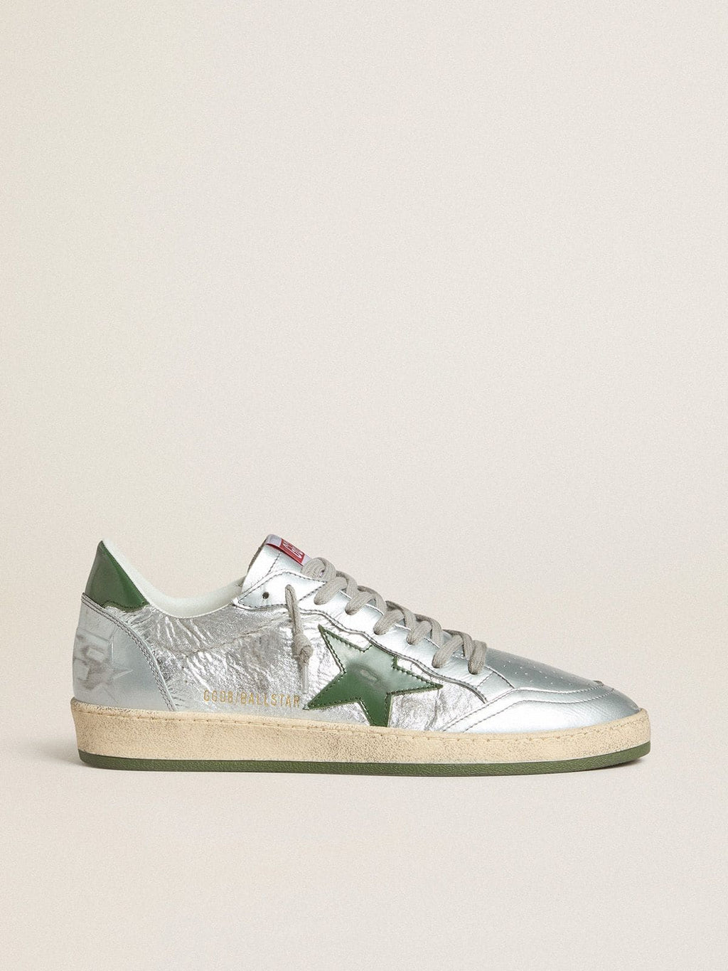 Men's Ball Star in silver nylon with green leather star and heel tab