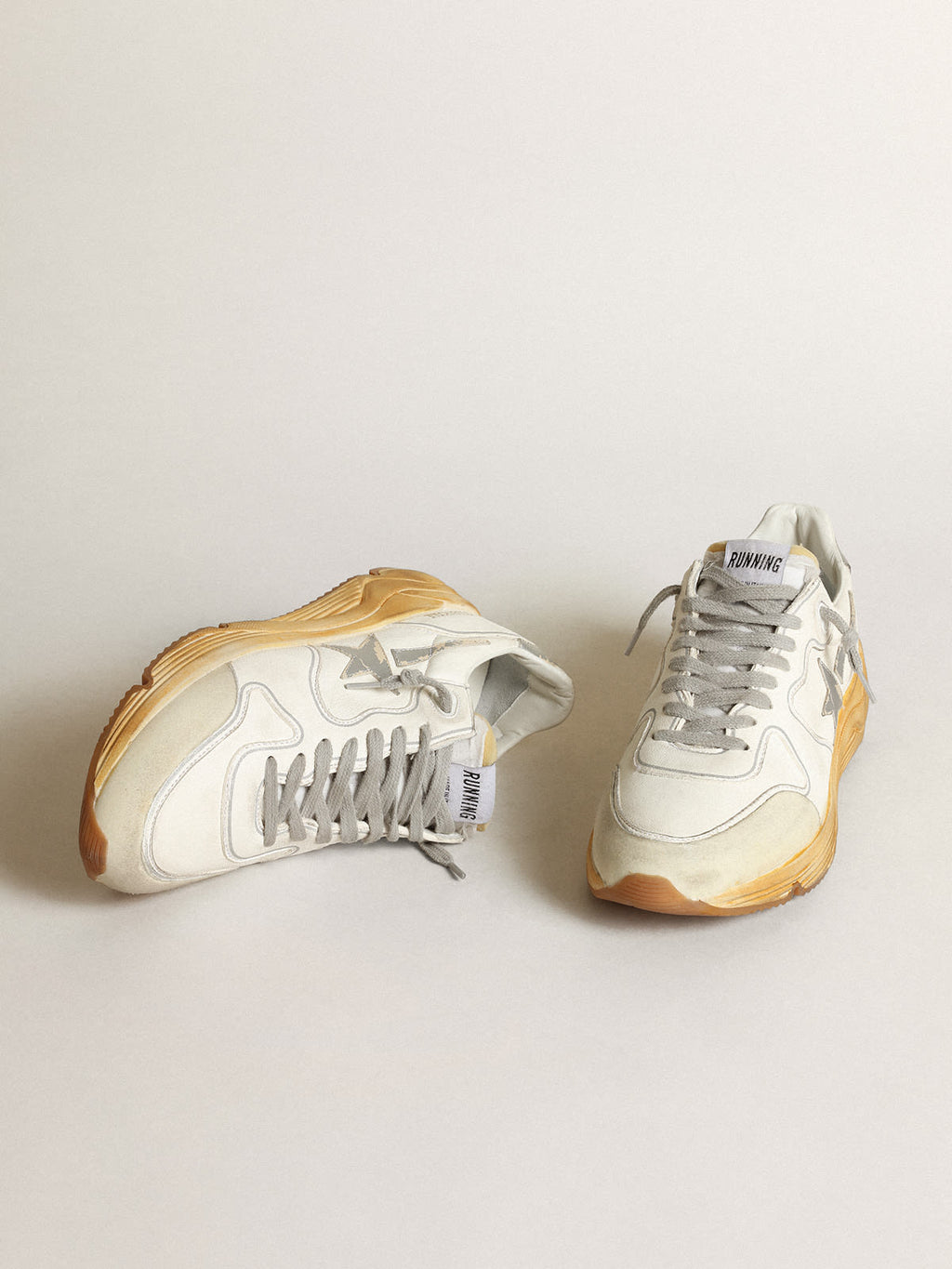 Sneaker Running Sole con stella e talloncino in pelle con stampa digitale color argento