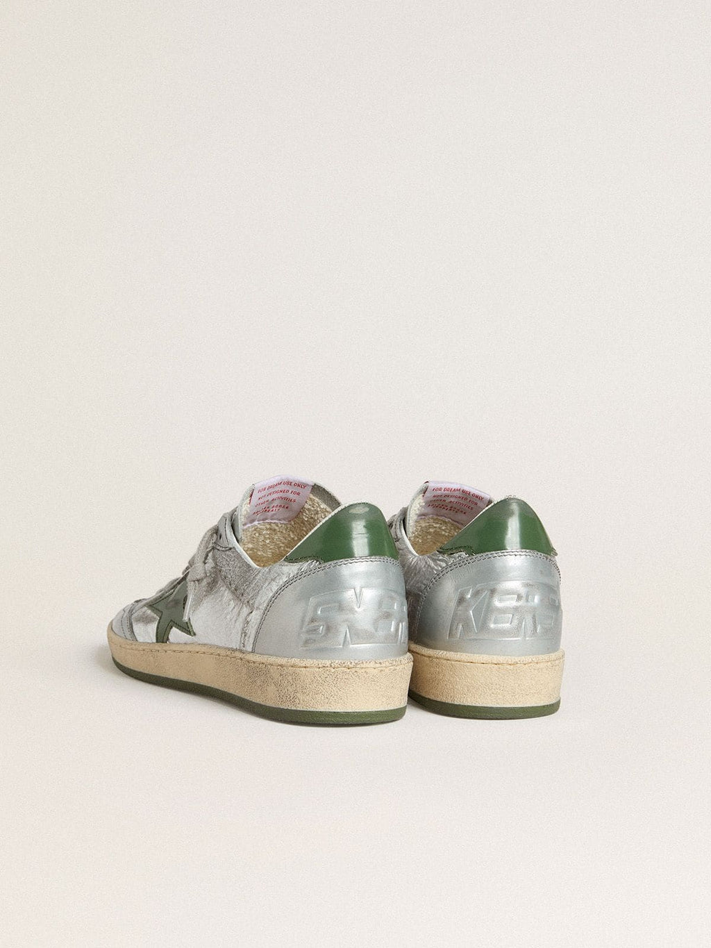Women's Ball Star in silver nylon with green leather star and heel tab