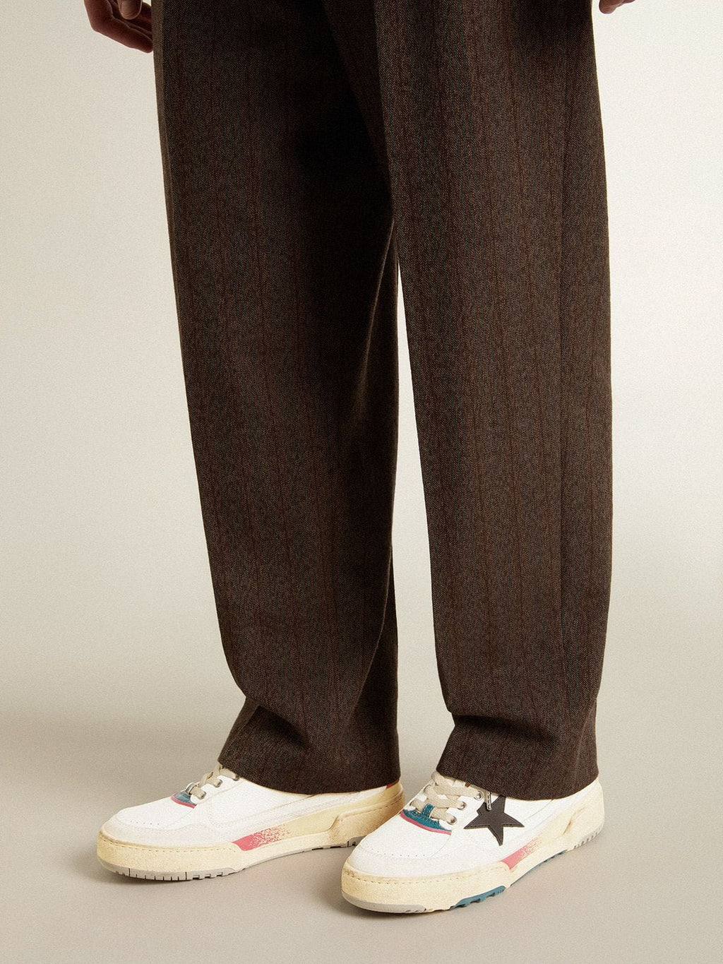 Men's Forty2 with black star and silver foiled leather heel tab
