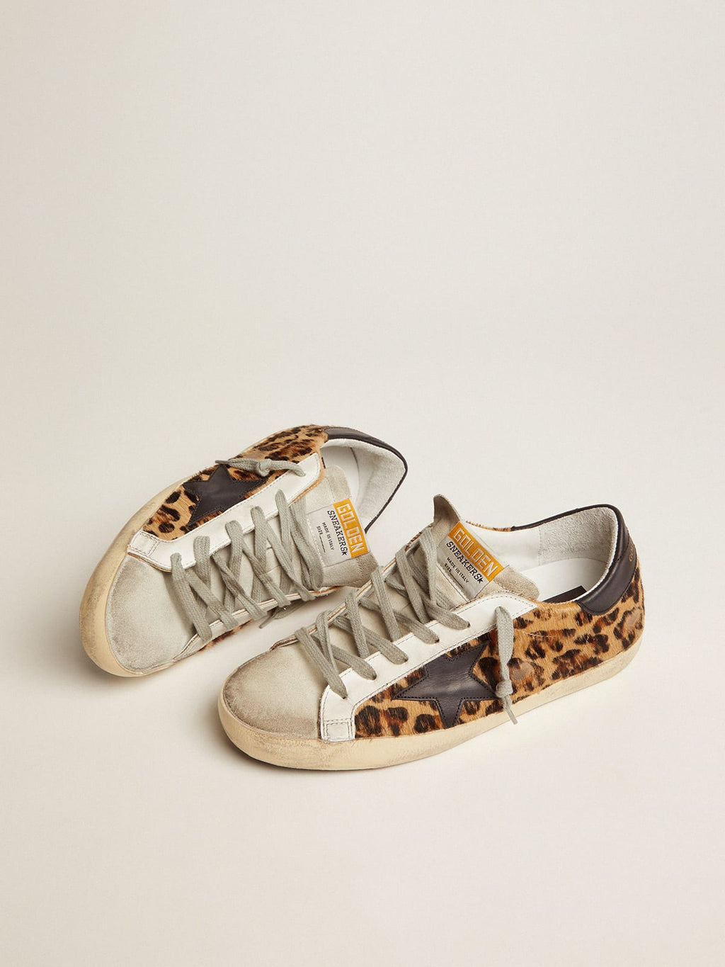 Sneakers Super-Star in pelle stampa leopardata floc