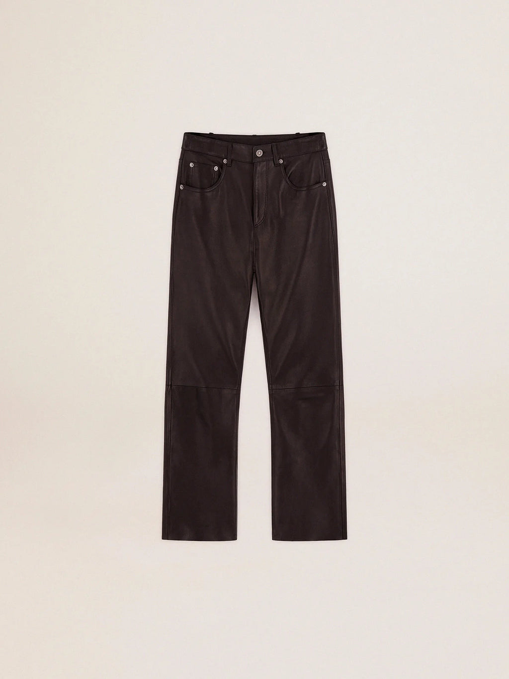 Pantalone cropped flare Collezione Golden in morbida nappa nera