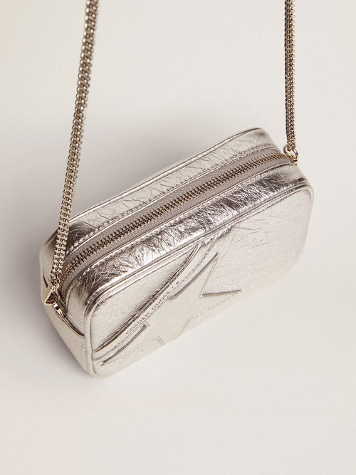 Borsa Mini Star Bag in pelle laminata color argento e stella ton sur ton