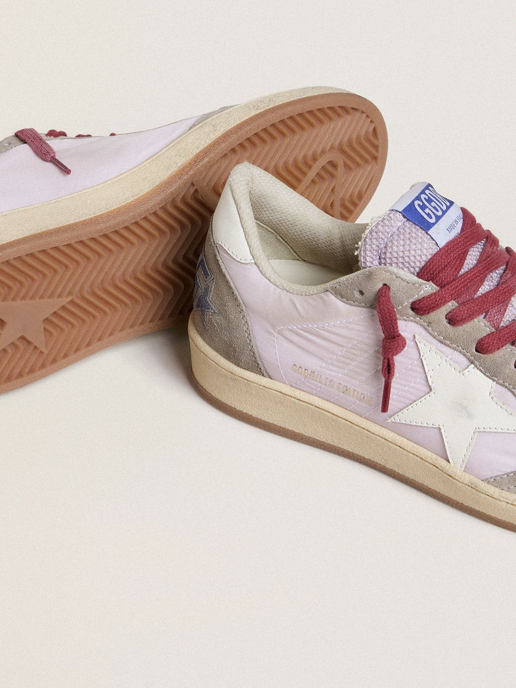Women's Ball Star LTD in lilac nylon with white leather star and suede inserts