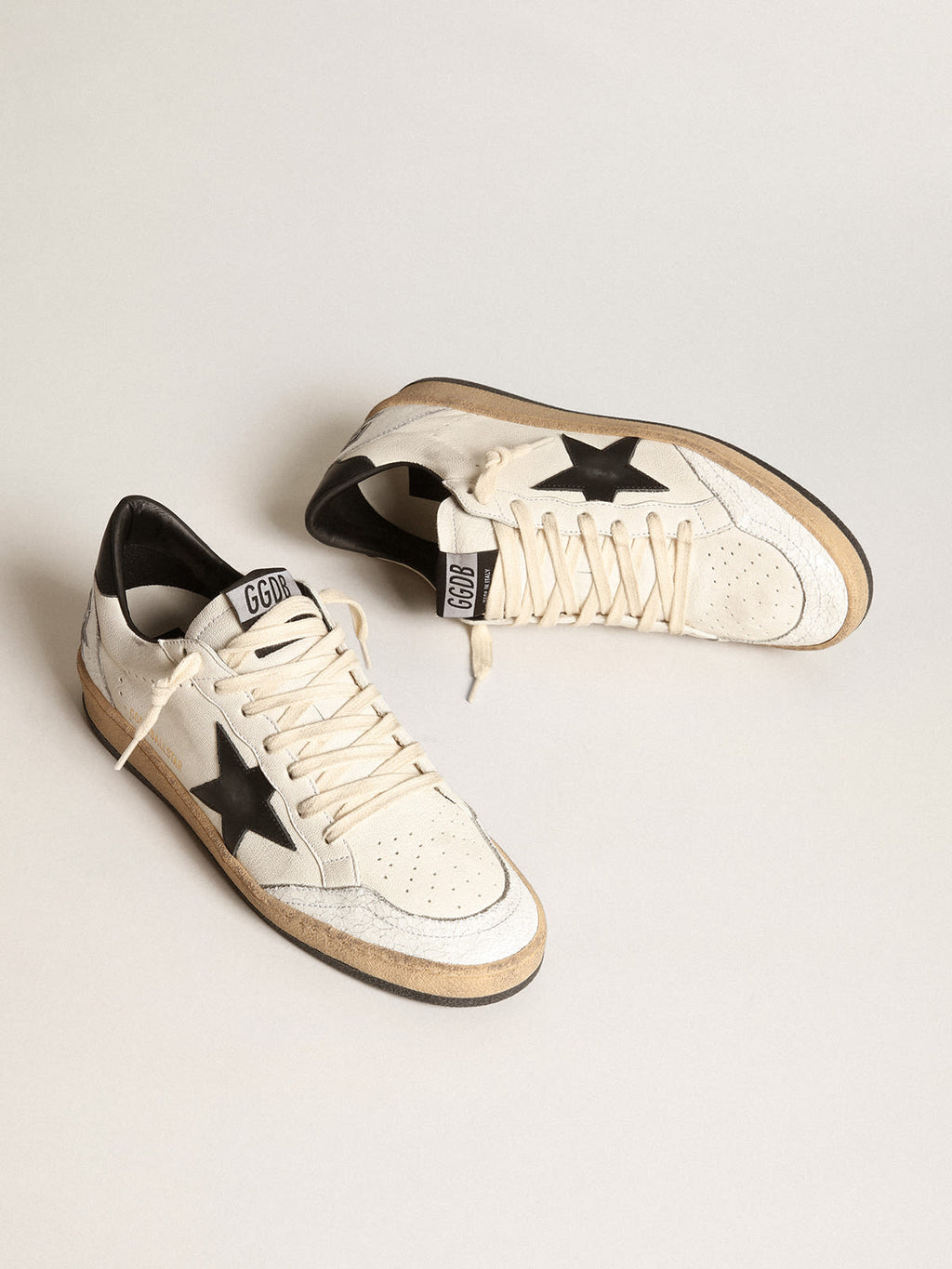 Sneaker Ball Star Donna in nappa bianca con stella e talloncino in pelle nera