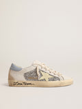 Super-Star bio-based con glitter argento e stella in pelle gialla