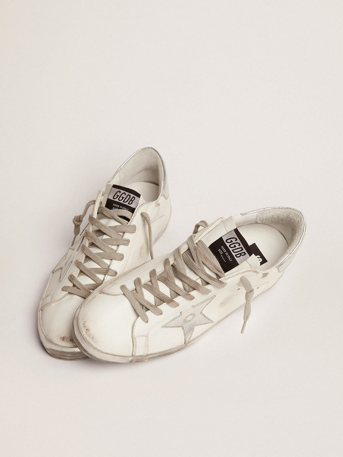 Sneakers Super-Star con stella e talloncino in glitter