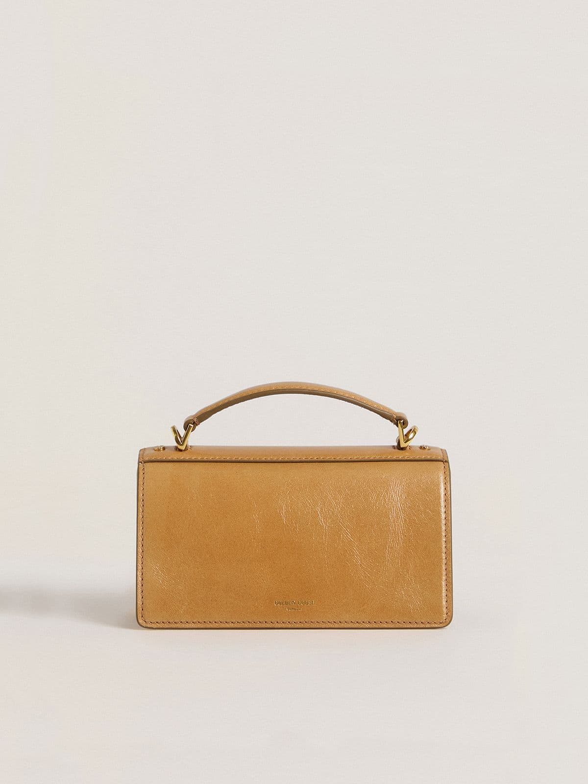Small Venezia Bag in tobacco-colored leather with gold details