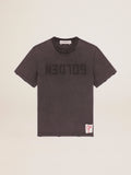 T-shirt Collezione Golden di colore grigio antracite dal trattamento distressed