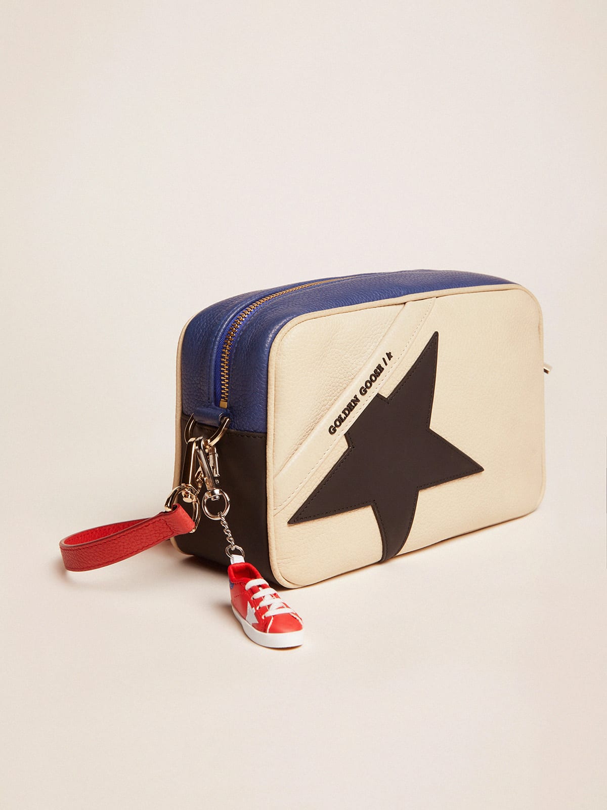 Borsa Star Bag in pelle granata con stella nera