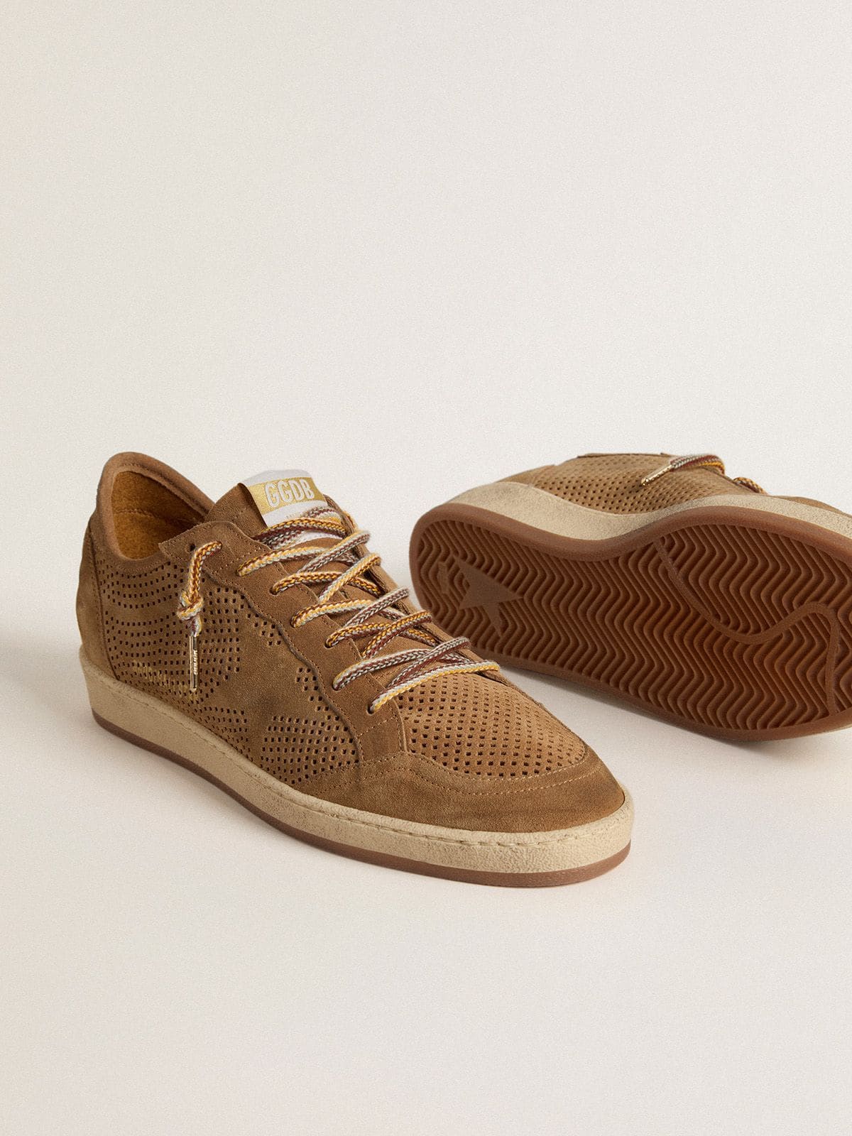 Men's Ball Star with perforated tobacco-colored suede upper and tone-on-tone star