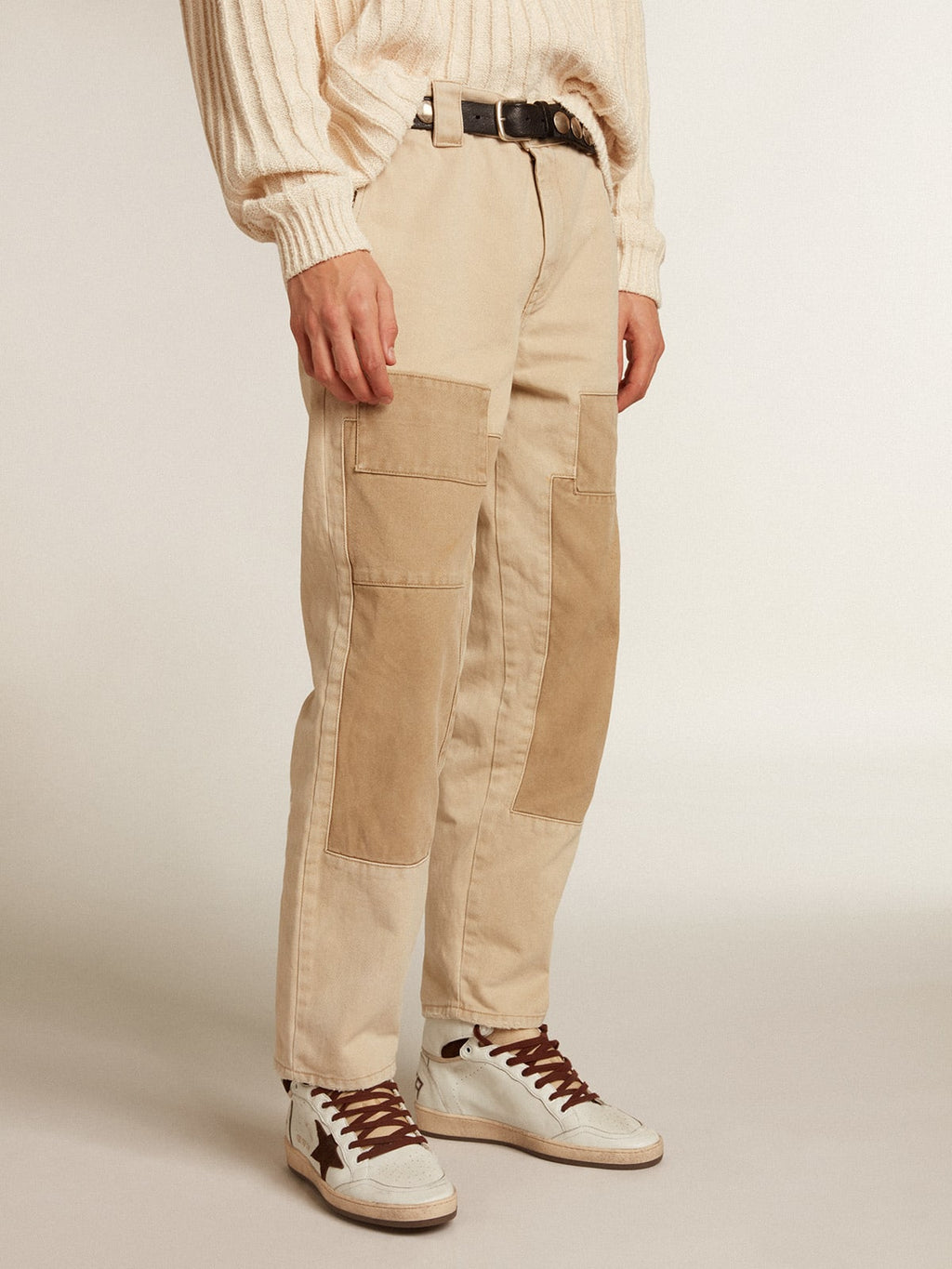 Pantalone in cotone in mix beige